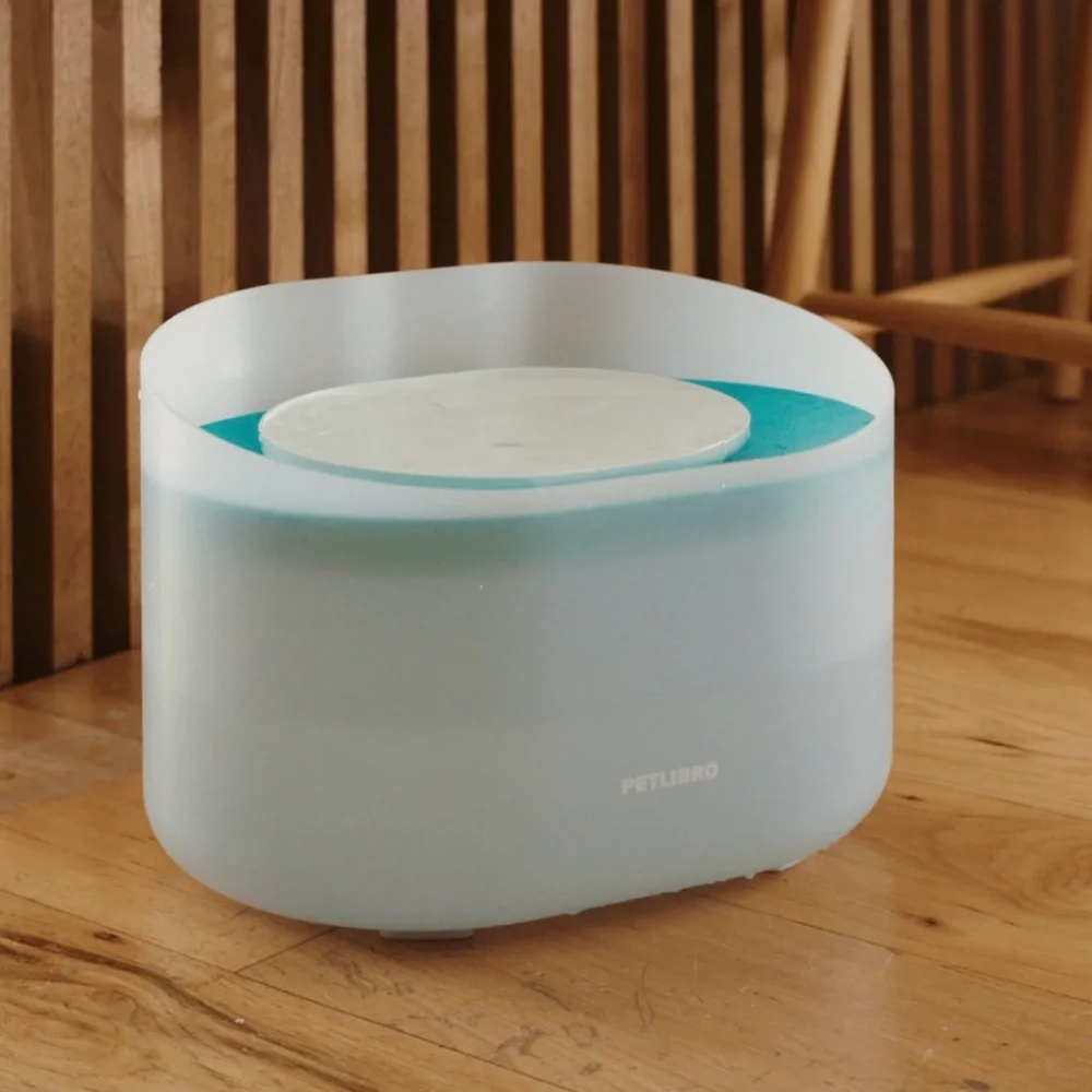 White and Blue Dog Water Fountain
